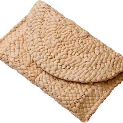 Straw Tote Bag Eco-Friendly Paper Woven Shoulder Handbag Vacation Beach Bag