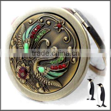 new factory original desigh engraved folding metal compact mirror