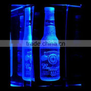 3D Budweiser Beer Bottle Laser Etched Crystal