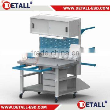 functional garage workbench with lighting
