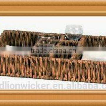 slat willow baskets with wooden handle