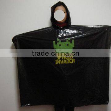 Emergency Hooded Rain Poncho Disposable Black
