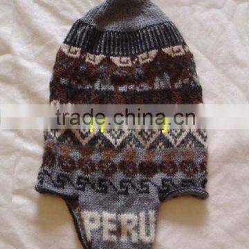 Chullo Earflap Hat Knitted Unisex Peru