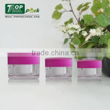 2015 Pouplar Square Cream Jar with Pink Cap 5g 15g 30g 50g Plastic Jar