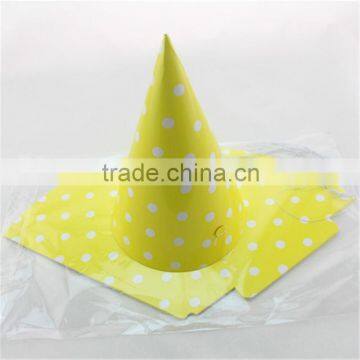 New Design High Quality Yellow Paper Hats for Kid's Birthday Party