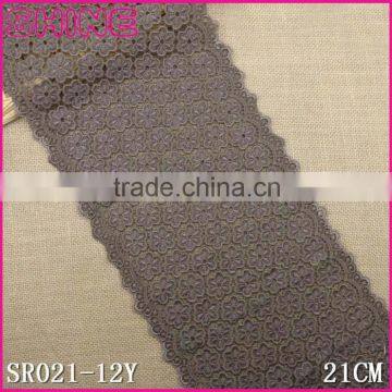 Factory Cheap Coffee 21cm Wide Nylon Embroidery Heavy Water Soluble Laces Fabric