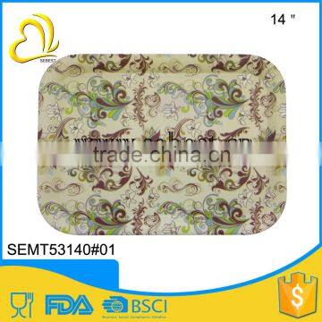 Euro Style Flower Print Plastic Melamine Ware Square Tray photo-2