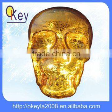 Party decoration glass gold LED Hallowmas skull light