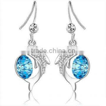 Charm Crystal Dolphin Drop Earrings FQ-1039