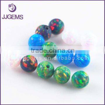 Lab created synthetic various color half drilled hole opal ball bead