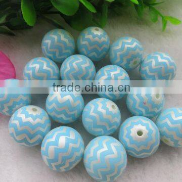 High Quality 20MM Light Blue 2014 New Hot sale Fashion Acrylic Pearl Zig zag Chevron Beads, Bulk Acrylic Strip Waves Beads