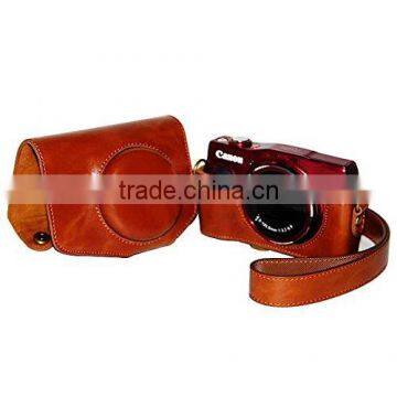 Brown PU Leather Digital Camera Case Bag Cover With Shoulder Strap photo-6