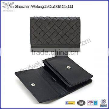 Top Grade High Quality Leather Woven Flap Card Purse