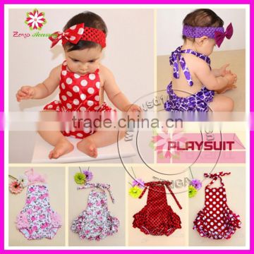 Wholesale fashion bubble satin polka dots baby rompers