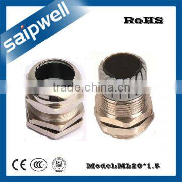 SAIPWELL ML20*1.5 Long Type Durable Metal Brass Plating Nickel Sealed Waterproof cable gland
