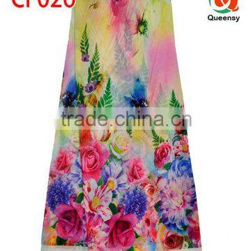 latest design fashion printed silk chiffon fabric, beautiful indian silk fabric CF026