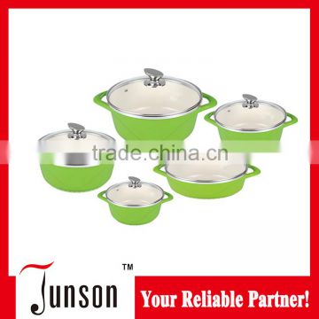 10Pcs White Ceramic Cookware Sets/Die Cast Aluminum Cookware Set with Glass Lid