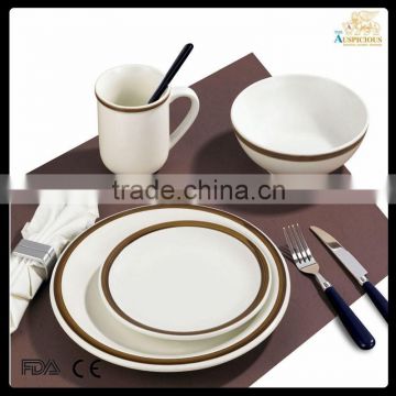 20 pcs royal gold rimmed bone china dinnerware