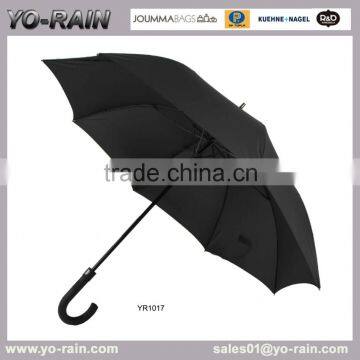 Market Sell Black Fiber Ribs Strong Windproof Umbrella Gentleman Folding Pongee Fabric Rain Umbrella