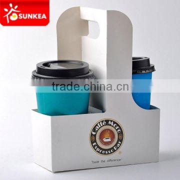 Custom logo printed coffee cup carton holders with handle