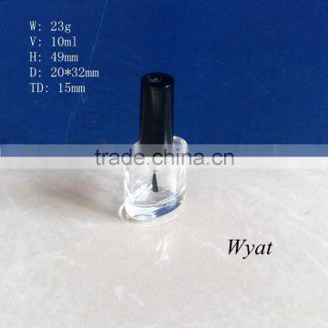 wholesale flat 10ml glass nail polish bottles with brush cap