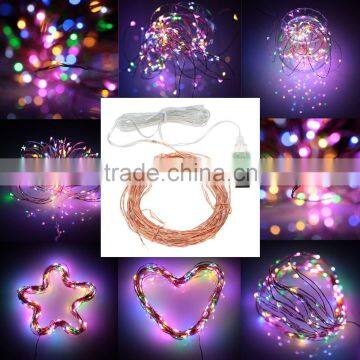 10M 33ft 100 led 5V USB powered outdoor Warm white/RGB led copper wire string lights christmas festival wedding party decoration