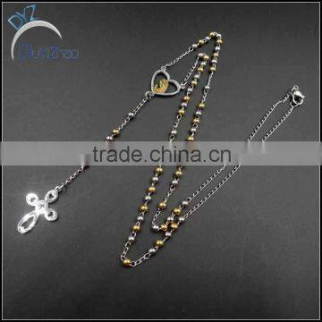 mens fashion gold stainless steel rosary necklace