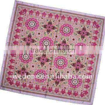 Sunflower Printed Twill Silk Foulard Scarf Pink/Purple