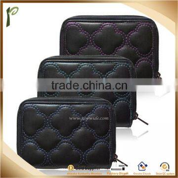 Popwide 2015 Hot Black Fashion Bi-fold PU Leather Ladies Purses