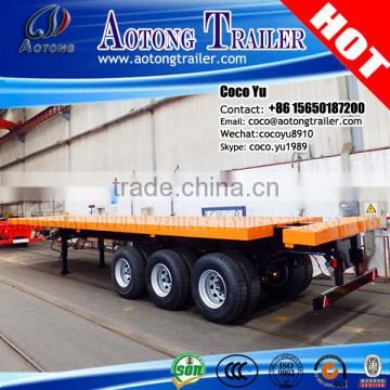 Aotong shipping terminal truck ISO containers 3 axles 40 ft extendable flatbed semi trailer