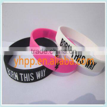 Custom LADY GAGA BORN THIS WAY Skinny Silicone Rubber Wristband Bracelet Band