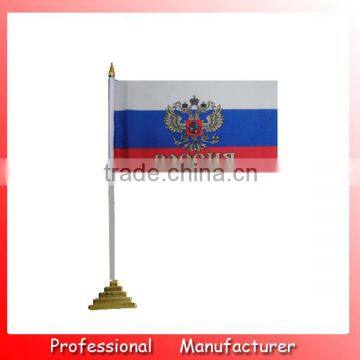 75D polyester flag with best quality,14*21cm Russia table flag,country flag