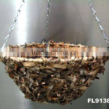 Birch Bark Woven Hanging Basket