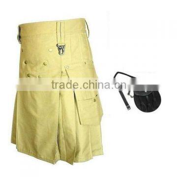 Stylish Khaki kilt for active men and sports men With different style of Cargo pocket and all around pleated