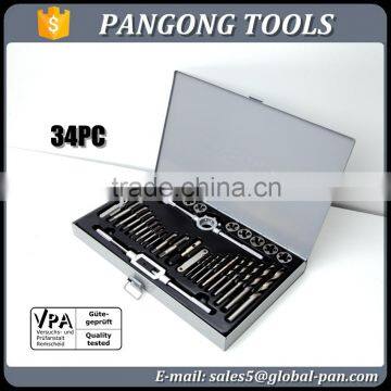 34pc Tap and Die Set with drill bits,Metric and DIN standard