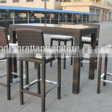 Pub coffee furniture counter Bar table and high back chairs set with cushion