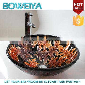 High Hardness Bowei Decorative Sanitary Basin in Tempered Glasses Material