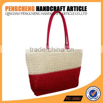 Paper straw shoulder bag style women beach crochet bag