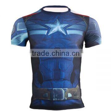 Avengers Captain America/Spiderman/Bat Man Justice Superhero Clothing Apparel Men's Sports Running Tights Slim 3D Printing Shirt photo-4