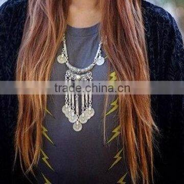 Wholesale Boho Antique African Statement Coin Long Tassel Pendants luxury necklace