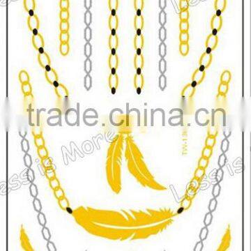 Jewelry style gold & silver tatoo sticker for body