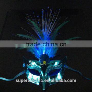 Wholesale Carnival Dancing Ball Favor LED Mask Women Face Mask Halloween Party Mask With LED Lights and Feather photo-2