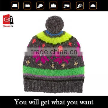 Wholesale fashion pom pom wool knitted beanie winter hat cute knitted winter hat