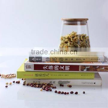 500ml Unique Shape Mouth Blown Clear Trapezoid Candy,food Glass Storage Jars With Bamboo Lid photo-2