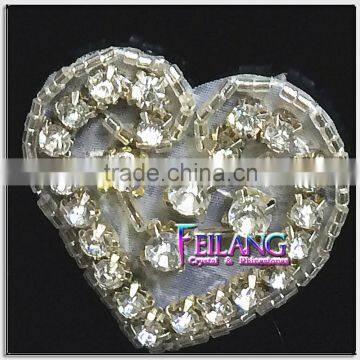 Heart-shaped pattern scattered inside Crystal Rhinestone Applique