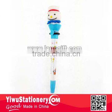 novelty LED light christmas snowman pen for promotion