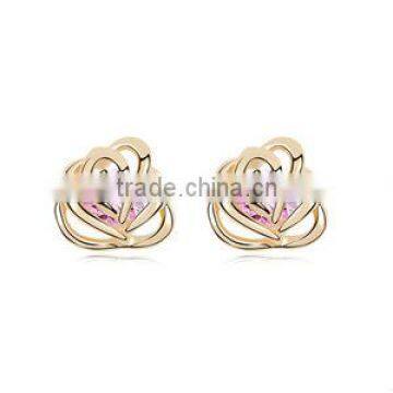 (Z 030607) Rose Gold Stud Earrings 2013 Made With Zircon