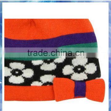 Floral Knitted Cashmere Hat/girls Knitted Winter Hats/teenagers Knitted Beanie Hats photo-2