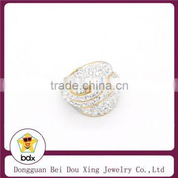 shiny and sparkling rhinestone gold plated stainless steel rings