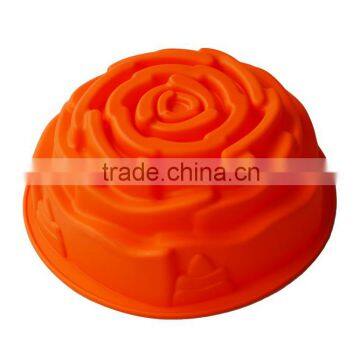 Round Rose Design Cake Mold Pan Bread Chocolate Pizza Bakeware Tray Silicone Mould photo-2